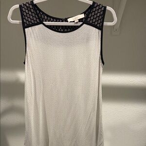 LOFT Black and White Sleeveless Polka Dot Tank Top